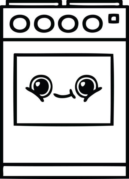 Bir insan tarafından çizilmiş bir mutfak fırınının çizgi çizimi