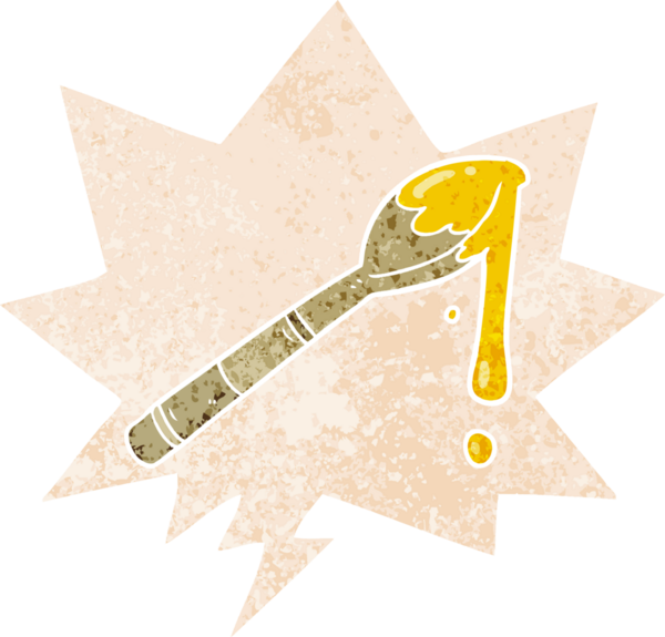 çizgi film kaşık dolusu bal ve grunge 'da konuşma balonu bir insan tarafından çizilmiş tedirgin geçmiş dokuma tarzı