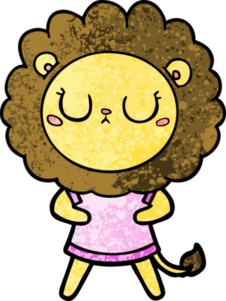 Bir insan tarafından çizilmiş çizgi film aslanı.