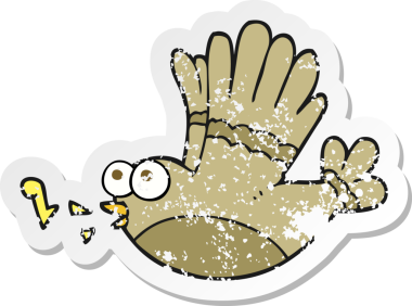 Bir insan tarafından çizilmiş şarkı söyleyen bir karikatürün gerilimli yapıştırması.