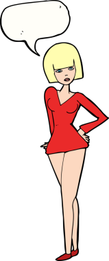 Bir insan tarafından çizilmiş konuşma balonu olan güzel bir kadın.