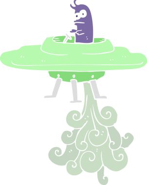 Bir insan tarafından çizilen uçan dairenin düz renk çizimi