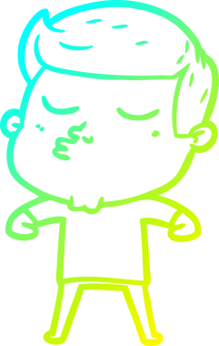 Çizgi film mankeni bir adamın insan tarafından çizilmiş soğuk gradyan çizimi.