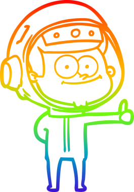 gökkuşağı gradyan çizimi mutlu bir astronot çizgi filmi bir insan tarafından çizildi