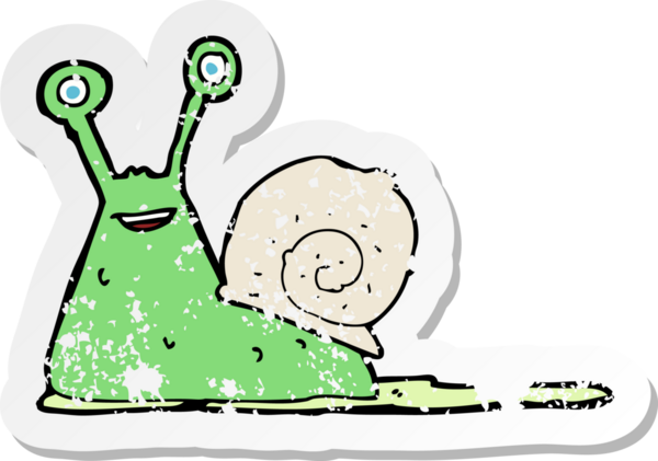 Bir insan tarafından çizilmiş bir salyangozun gerilmiş çıkartması.