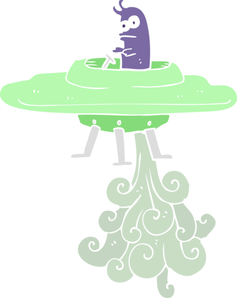 Bir insan tarafından çizilen uçan dairenin düz renk çizimi