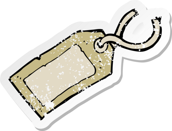 Bir insan tarafından çizilmiş karikatür bagaj etiketi.