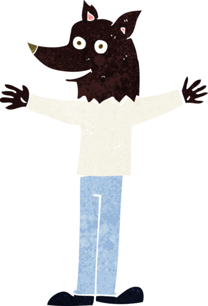 Bir insan tarafından çizilmiş bir kurt adam.