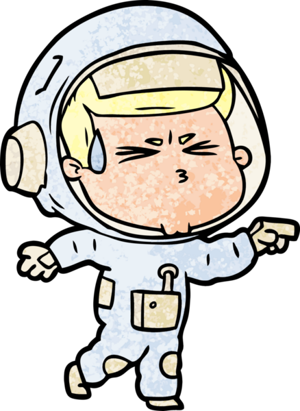 Çizgi film bir insan tarafından çizilmiş astronot.