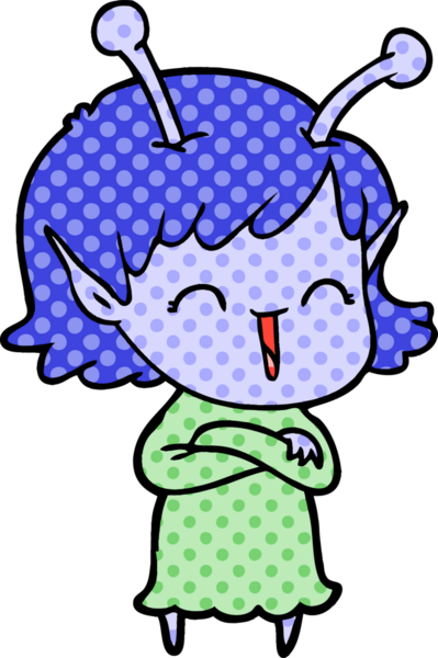 Bir insan tarafından çizilmiş uzaylı kız.