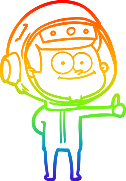 gökkuşağı gradyan çizimi mutlu bir astronot çizgi filmi bir insan tarafından çizildi