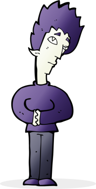 Bir insan tarafından çizilmiş meraklı vampir çizgi filmi.