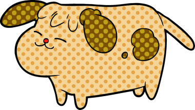 Bir insan tarafından çizilmiş şirin bir çizgi film köpeği.