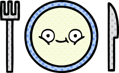 Bir insan tarafından çizilmiş yemek tabağının çizgi romanı.