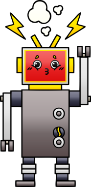 Bir insan tarafından çizilen robot arızasının gölgeli çizimi