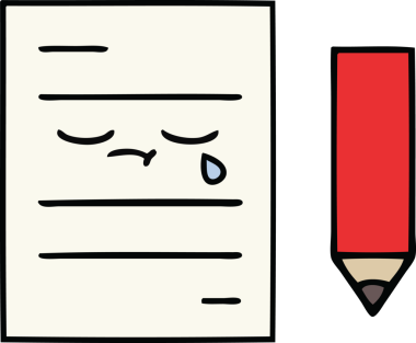 Bir insan tarafından çizilmiş bir test kağıdının sevimli karikatürü.