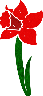 Bir insan tarafından çizilmiş karikatür çiçeği