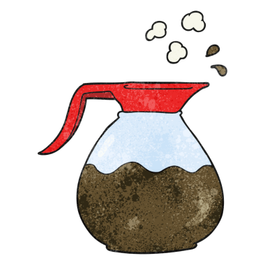 Bir insan tarafından çizilmiş el yapımı çizgi film kahve sürahisi.