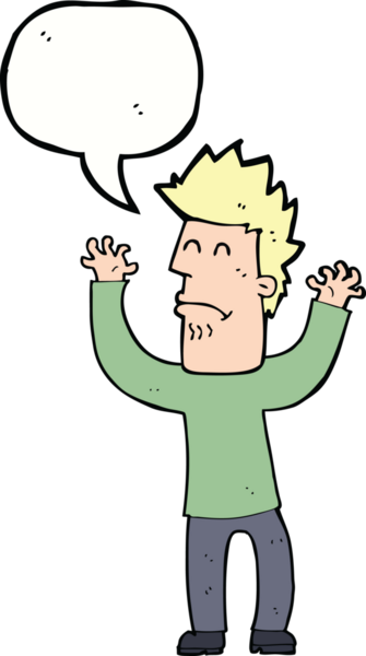 Çizgi film, bir insan tarafından çizilen konuşma balonuyla adamı strese soktu.