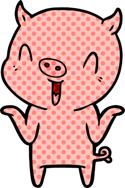 Bir insan tarafından çizilmiş mutlu çizgi film domuzu.
