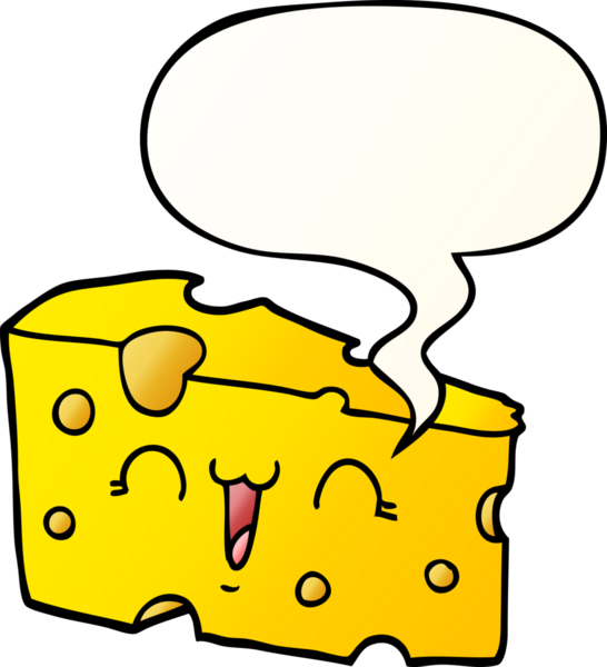 Bir insan tarafından çizilmiş, konuşma baloncuklu çizgi film peyniri.