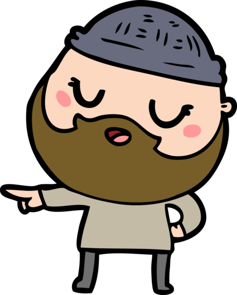 Bir insan tarafından çizilmiş sakallı sevimli bir çizgi film adamı.