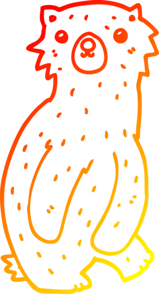 Bir insan tarafından çizilen çizgi film ayısının sıcak çizgi çizimi