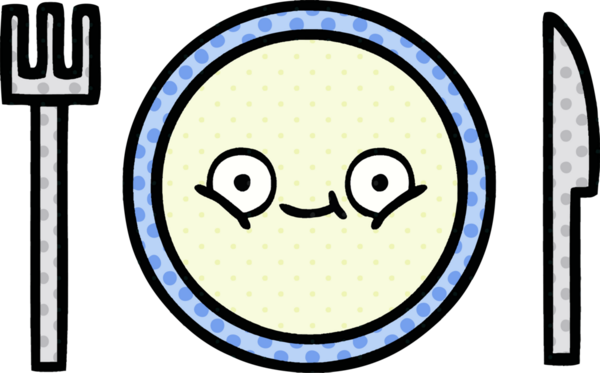 Bir insan tarafından çizilmiş yemek tabağının çizgi romanı.