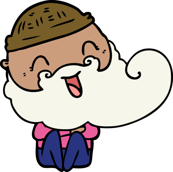 Bir insan tarafından çizilmiş mutlu sakallı adam.