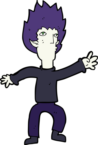 Bir insan tarafından çizilmiş bir vampir çizgi filmi.