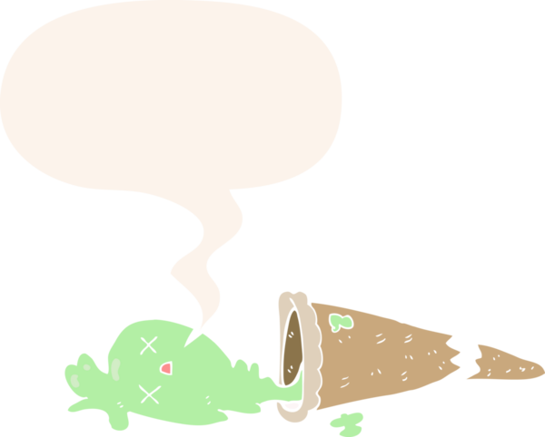 Konuşma baloncuklu çizgi film dondurması bir insan tarafından çizilmiş.