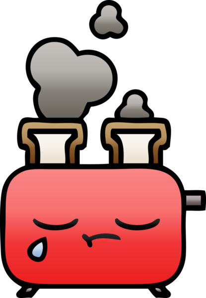 Bir insan tarafından çizilmiş tost makinesinin gölgelenmiş karikatürü.