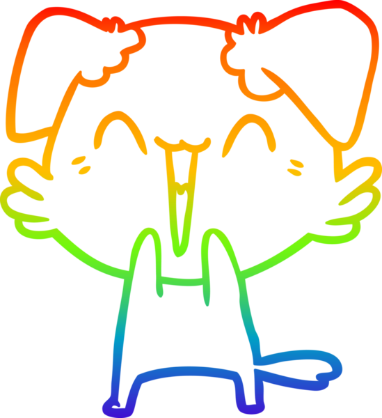 gökkuşağı gradyan çizimi bir insan tarafından çizilmiş mutlu küçük bir köpek çizgi filmi