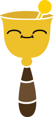 Bir insan tarafından çizilmiş okul çanının düz renkli retro karikatürü