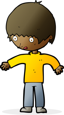 Bir insan tarafından çizilmiş kafası karışmış bir çocuk.