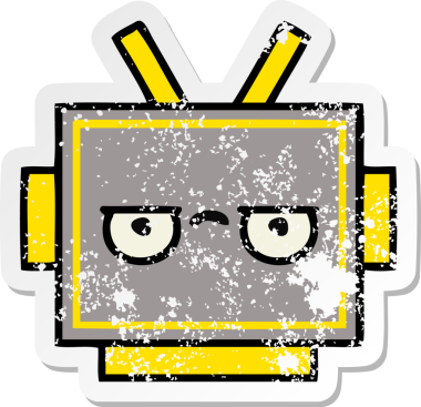 Bir insan tarafından çizilmiş sevimli robot kafasının sıkıntılı çıkartması.