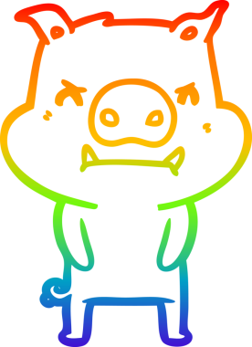 Bir insan tarafından çizilmiş kızgın çizgi film domuzu çizimi.