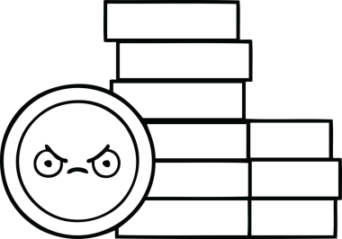 Bir insan tarafından çizilmiş bozuk paraların çizgi çizimi