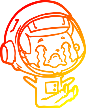 Bir insan tarafından çizilmiş, ağlayan bir astronotun sıcak çizgi çizimi