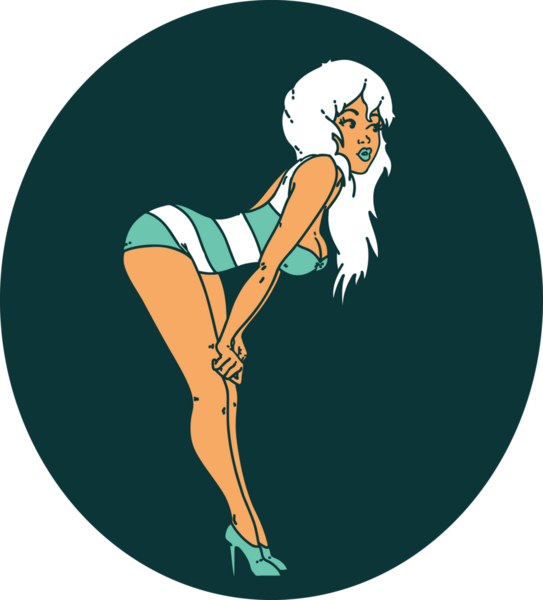 Bir insan tarafından çizilmiş yüzme kostümlü bir kızın sembolik dövmesi.