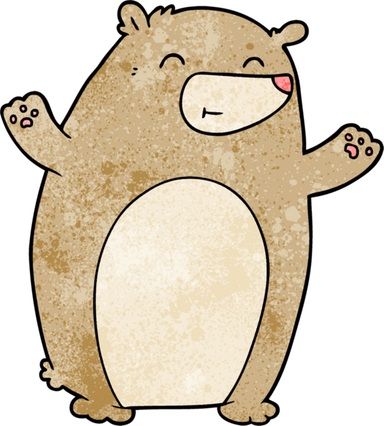 Bir insan tarafından çizilmiş mutlu çizgi film ayısı.