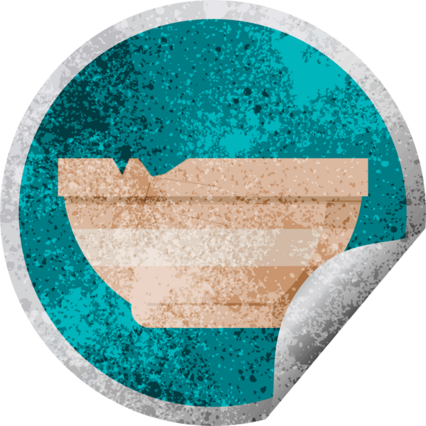 Bir insan tarafından çizilmiş çatlak kase grafik vektör çizimi dairesel etiketi