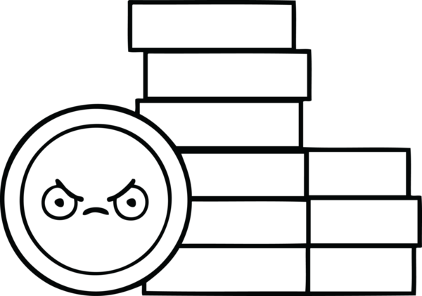 Bir insan tarafından çizilmiş bozuk paraların çizgi çizimi