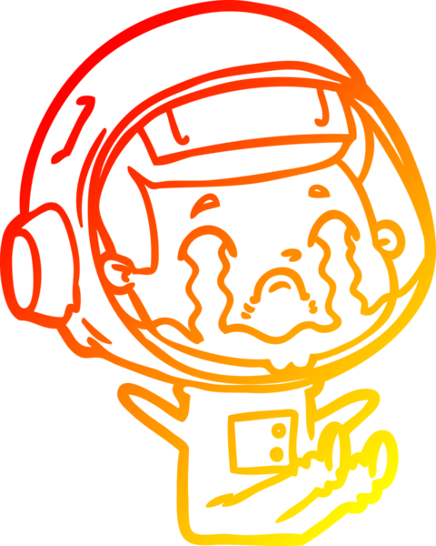 Bir insan tarafından çizilmiş, ağlayan bir astronotun sıcak çizgi çizimi