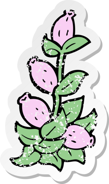 Bir insan tarafından çizilmiş karikatür çiçeğinin gerilmiş yapıştırması.