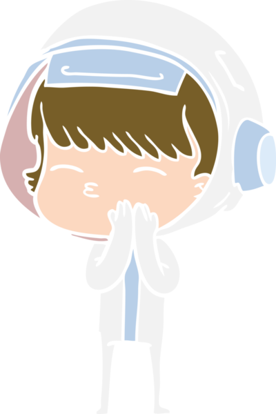 Düz renkli çizgi film meraklısı astronot bir insan tarafından çizilmiş.