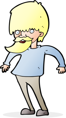 Çizgi film sakallı adam bir insan tarafından çizilmiş omuzlarını silkiyor.