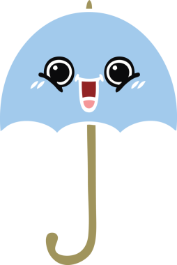 Bir insan tarafından çizilmiş düz renkli bir şemsiye.