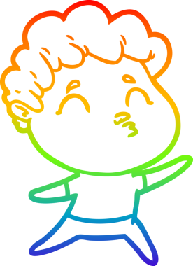 Gökkuşağı gradyan çizgi çizimi bir insan tarafından çizilen bir çizgi film adamı