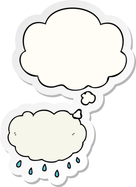 Düşünce baloncuklu karikatür yağmur bulutu insan tarafından çizilmiş bir çıkartma.